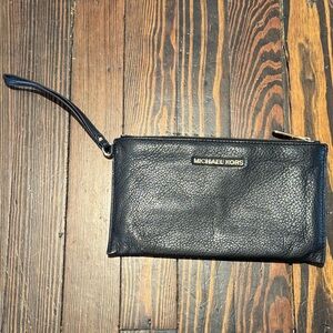 Michael Kors Black Leather Wristlet